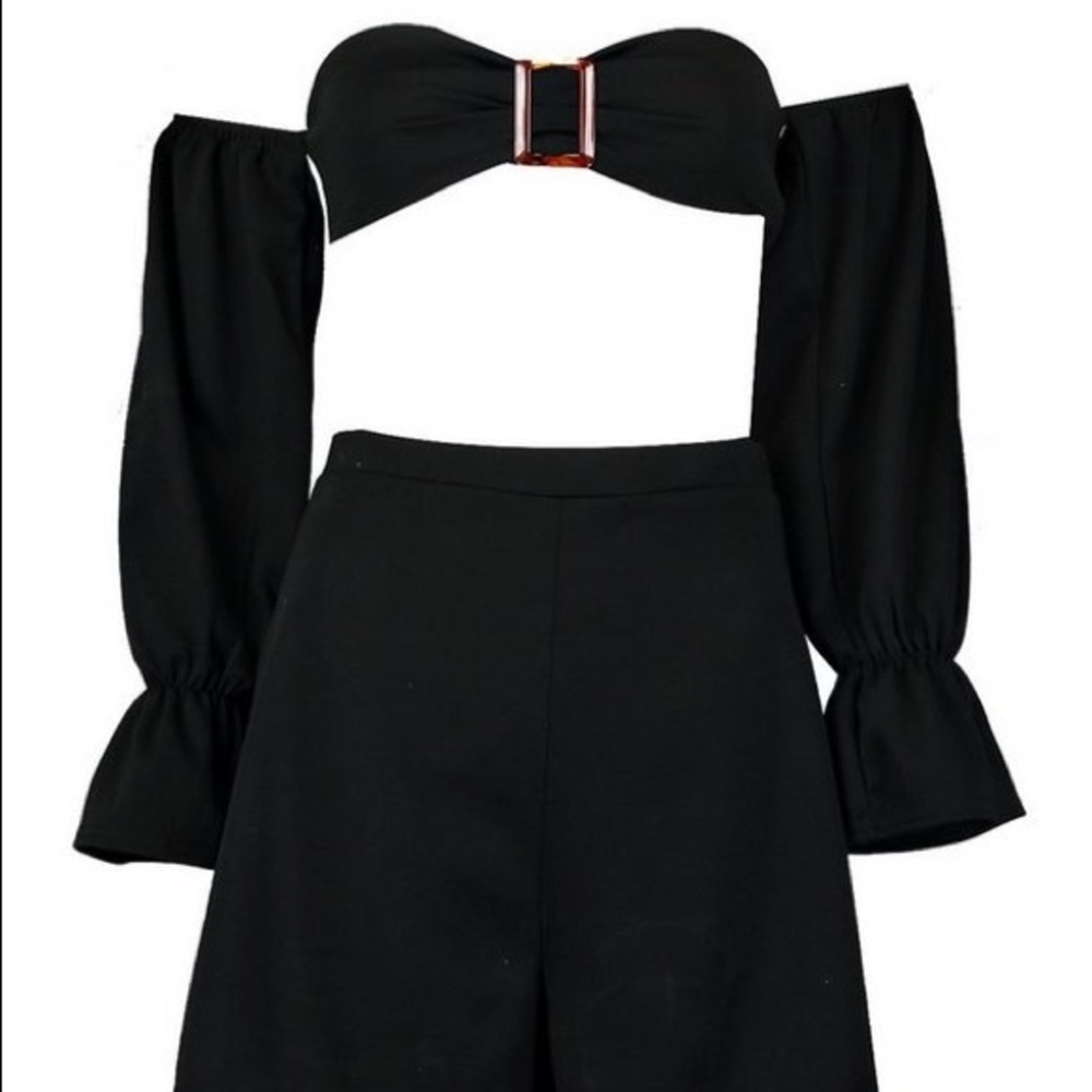 Bardot crop top long sleeve